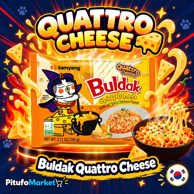 Empaque de Buldak Quattro Cheese de Samyang, 145 g